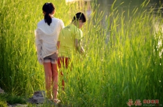 湖边夕阳下